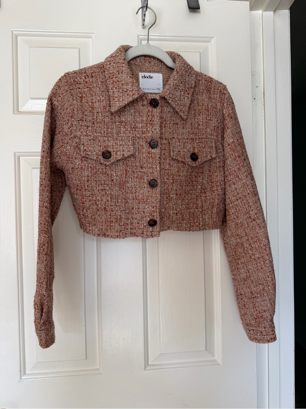 Elodie Cropped Tweed Jacket in Rust Mix